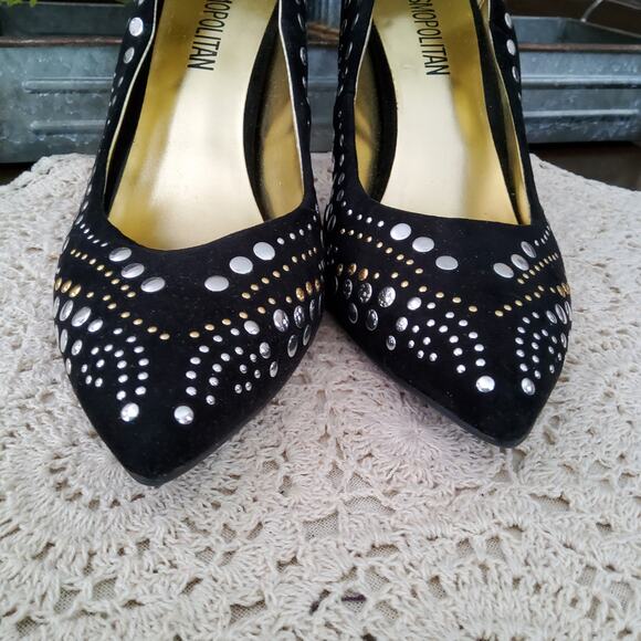 Cosmopolitan Women's Embellished Stiletto Pointy Toe Pump Heels Black Size 8.5 - Picture 5 of 8